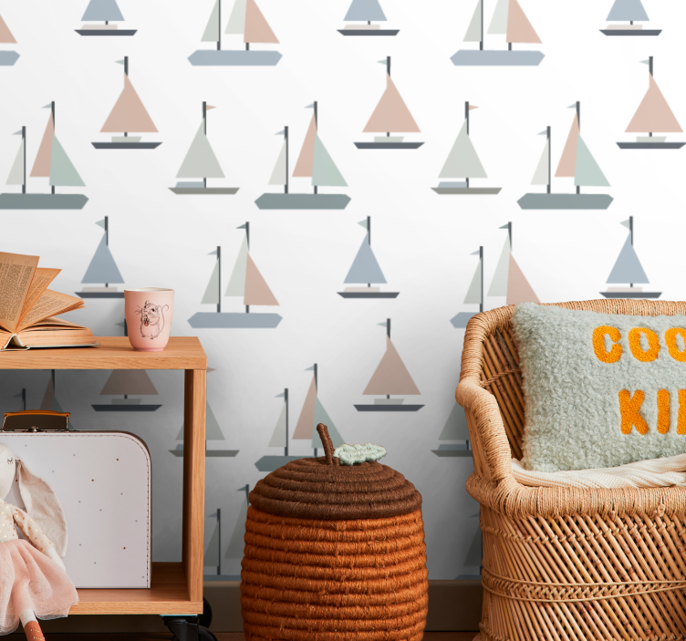 Sailing Vessels Pattern personalized wallpaper - TenStickers
