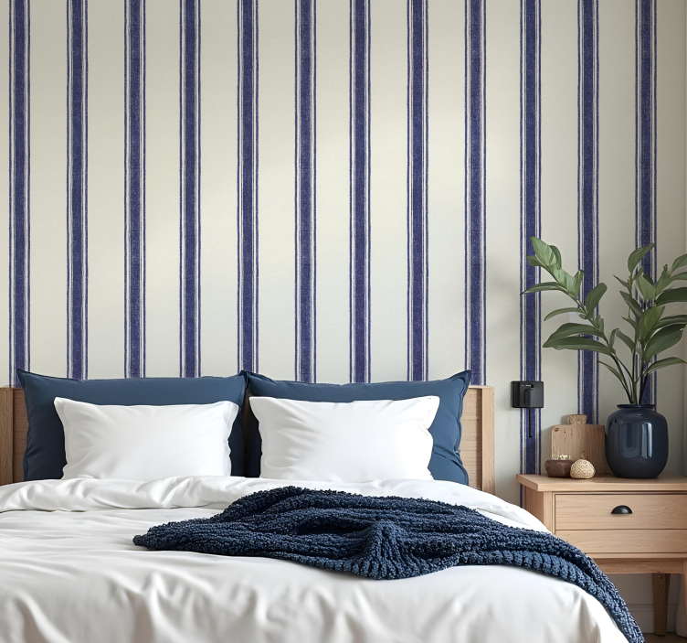 Shapes wallpaper vertical lines in navy blue - TenStickers