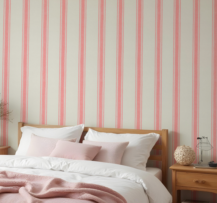 Shapes wallpaper vertical lines in pastel pink - TenStickers