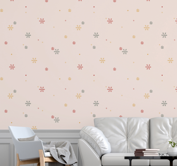 Snowflake Motif christmas wallpaper - TenStickers