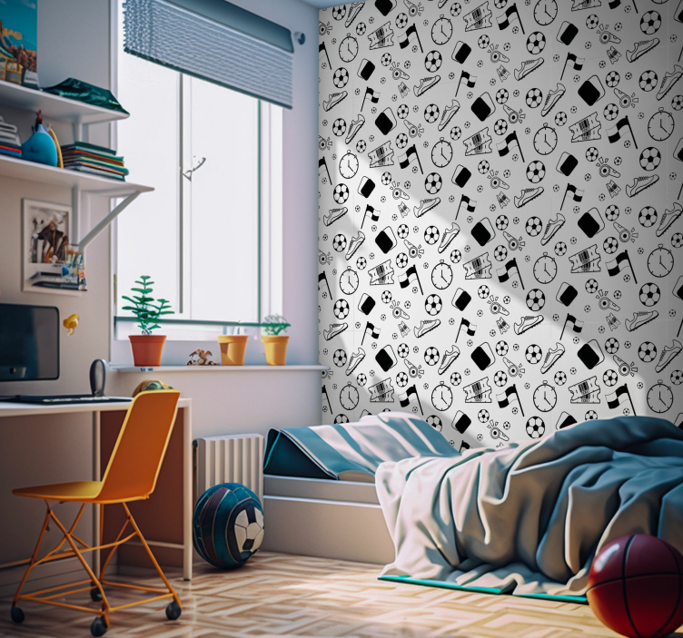 Soccer Motifs scandinavian wallpaper - TenStickers