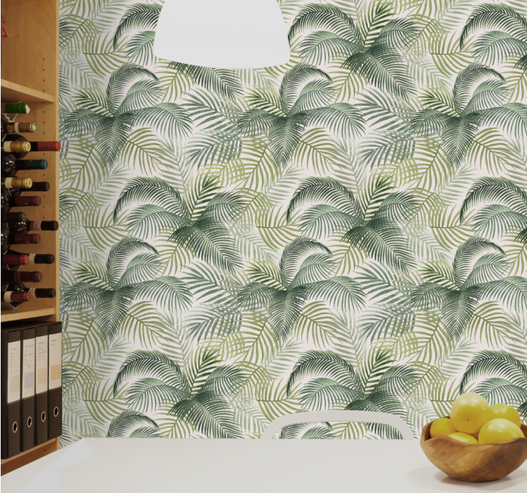 Soft exotic leaves jungle wallpaper - TenStickers