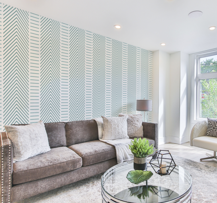Stylish chevron lines living room wallpaper - TenStickers