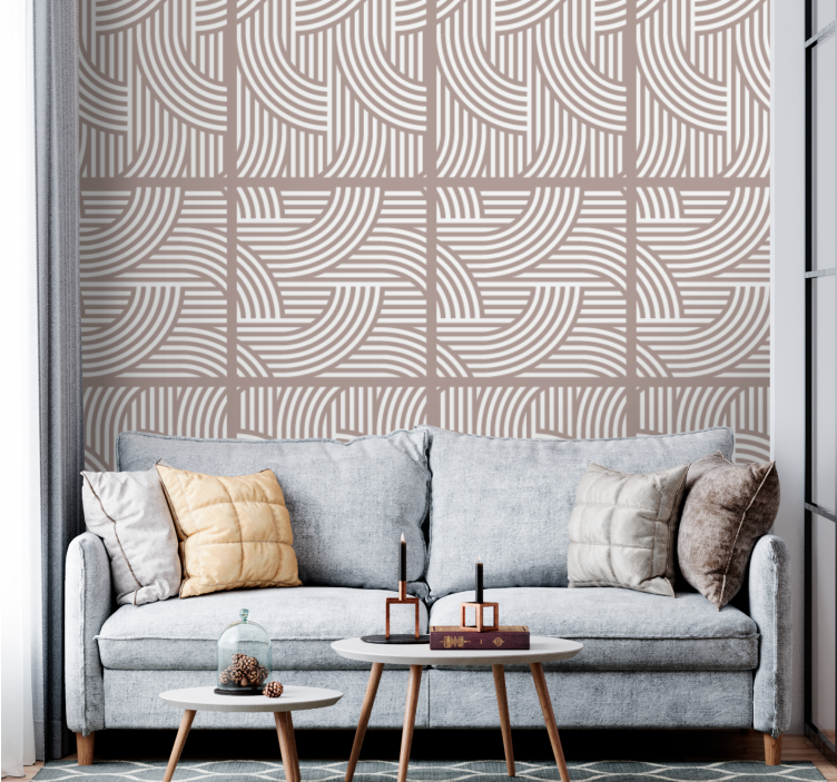 Organis stylish lines living room wallpaper - TenStickers