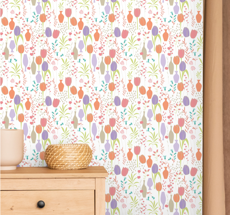 Stylized Floral Patterns flower wallpaper - TenStickers
