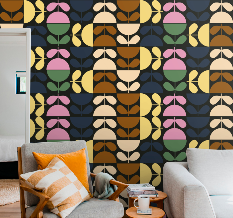 Stylized Leaf Patterns floral ornament wallpaper - TenStickers