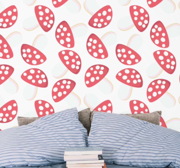 Stylized Strawberry Pattern floral ornament wallpaper - TenStickers