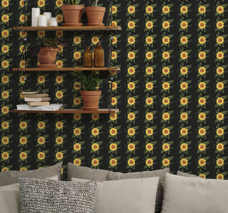 Sunny Floral Motif flower wallpaper - TenStickers