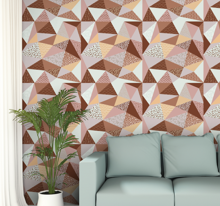 Textured Triangles geometric wallpaper - TenStickers
