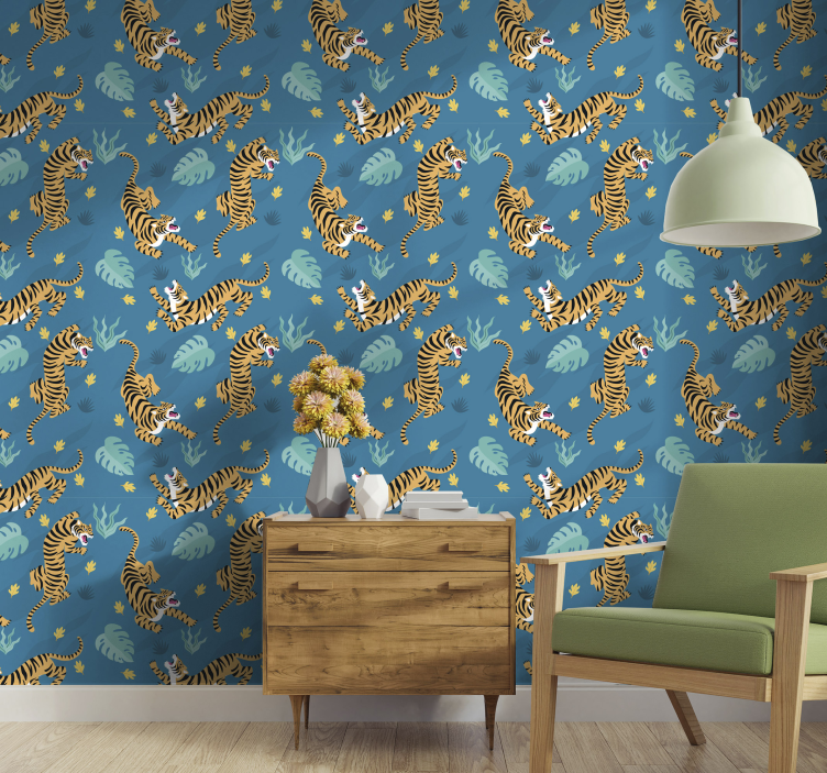 Tigers Dinning Room Wallpaper - TenStickers