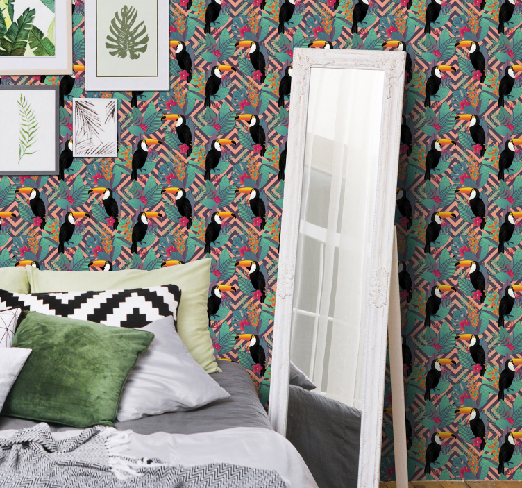 Toucans Among Leaves animal wallpaper - TenStickers