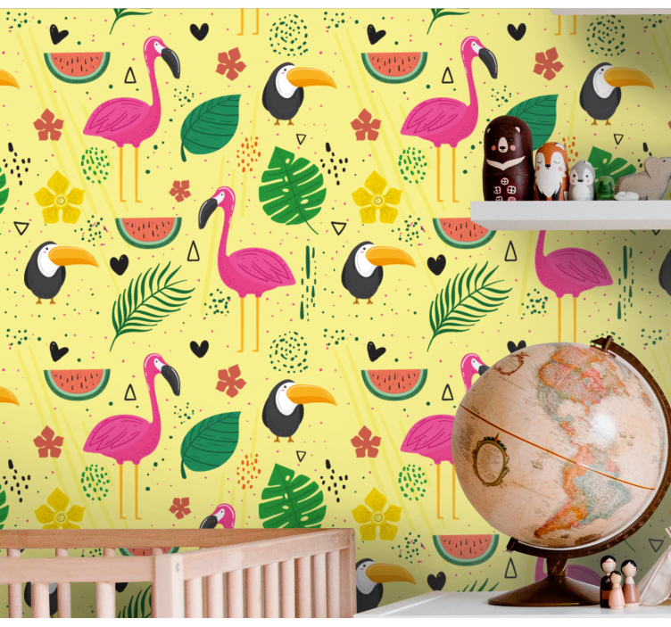 Tropical Bird Motifs birds wallpaper - TenStickers