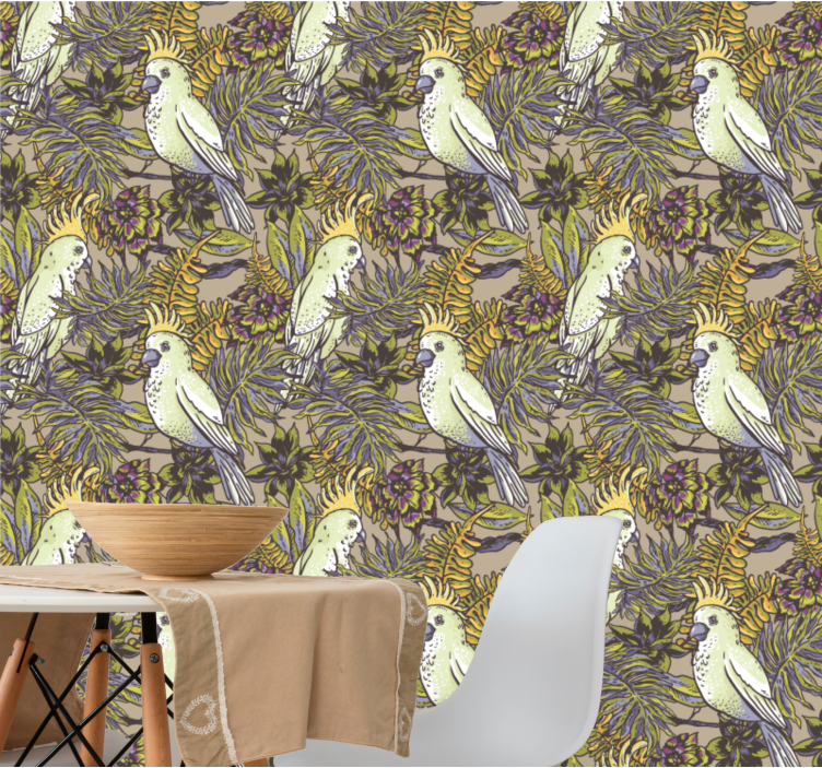 Tropical Bird Patterns animal wallpaper - TenStickers