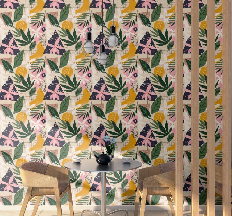 Tropical Flora Pattern nature wallpaper - TenStickers