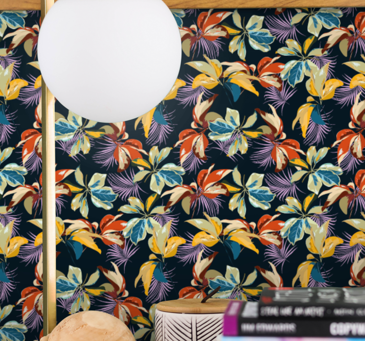 Vivid jungle canopy flower wallpaper - TenStickers