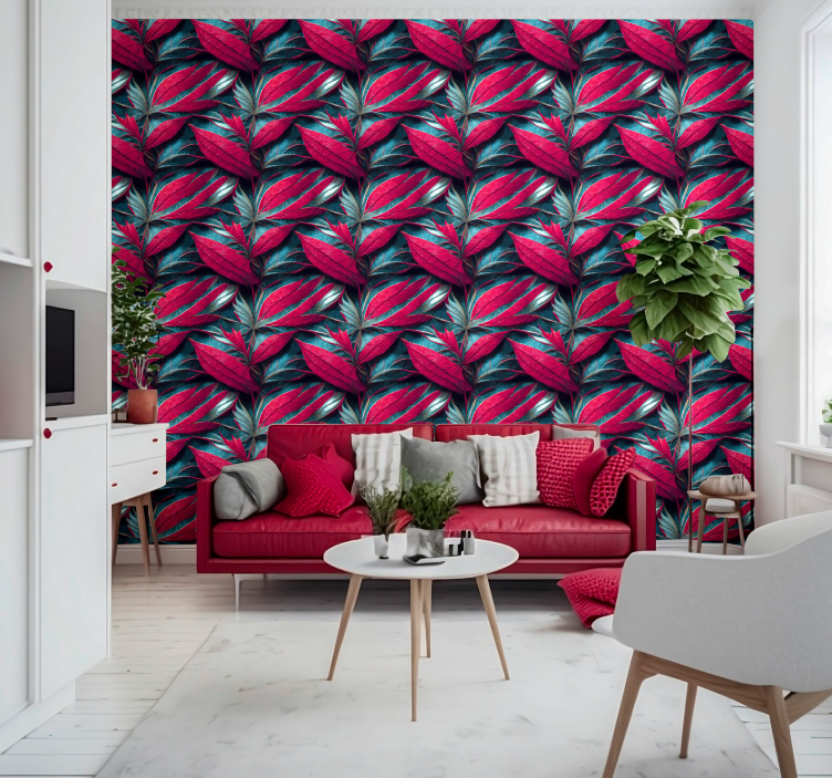 Tropical Leaves Living room wallpaper - TenStickers