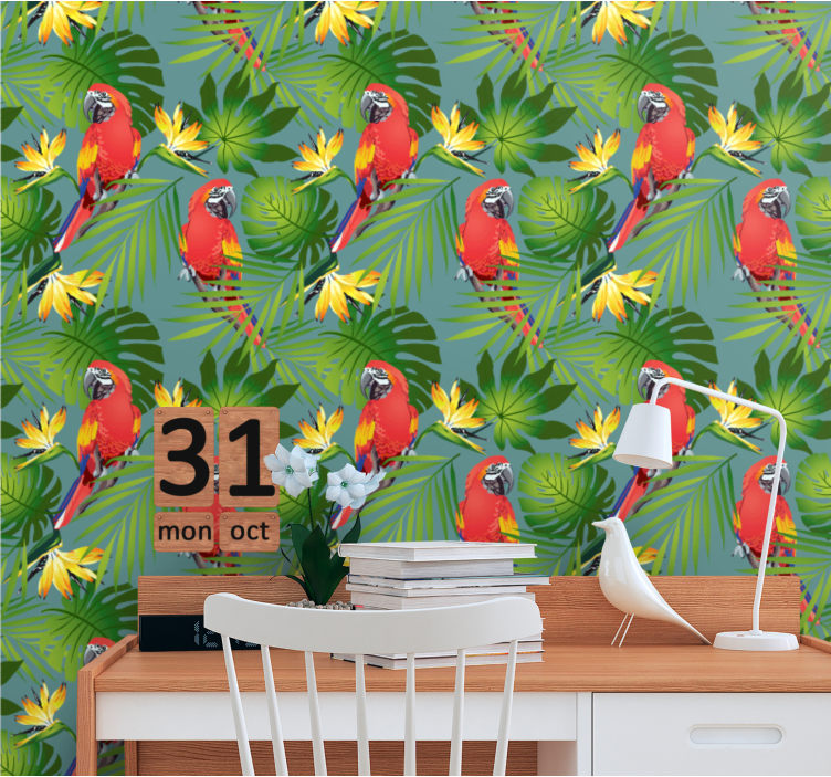 Tropical Parrot Display parrots wallpaper - TenStickers