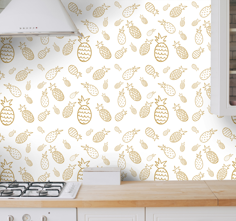 Tropical pineapple design kitchen wallpaper - TenStickers