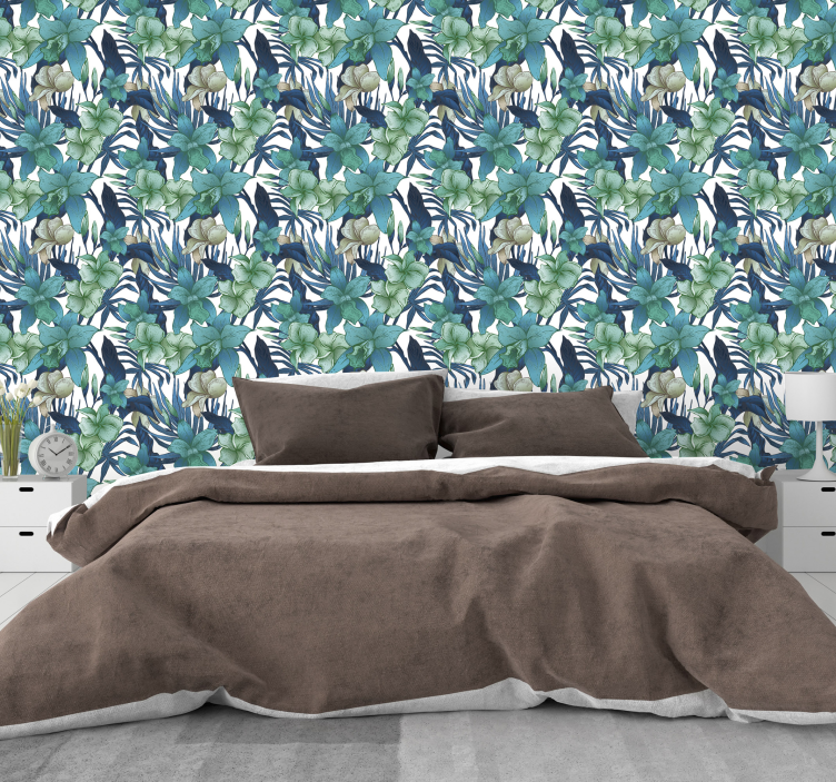 Tropical wallpaper with leaves - TenStickers