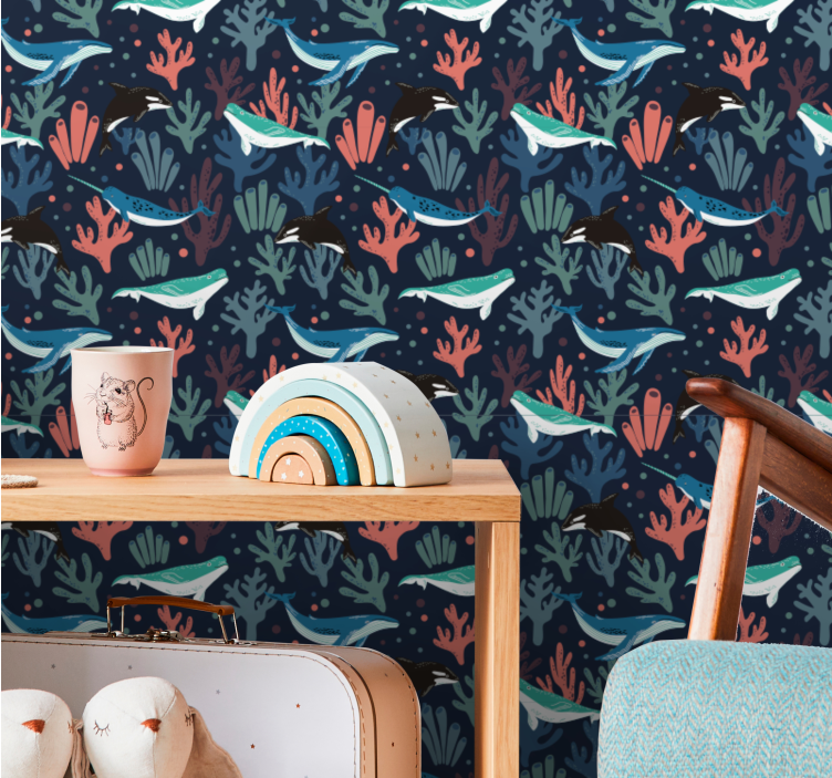 Underwater Scene fish wallpaper - TenStickers