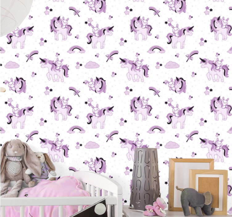 Unicorn Fantasy Scene nursery wallpaper - TenStickers