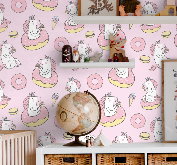 Unicorns eating treats more animal wallpaper - TenStickers