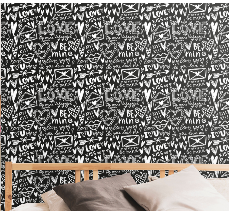 Valentine's Doodle letters wallpaper - TenStickers