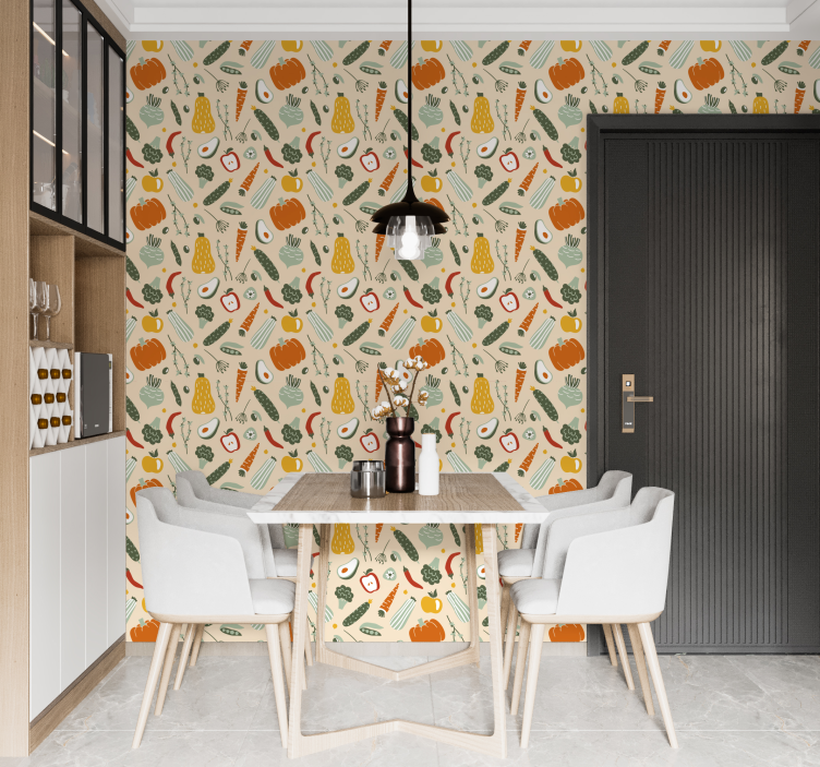 Vegetable Pattern kitchen wallpaper - TenStickers