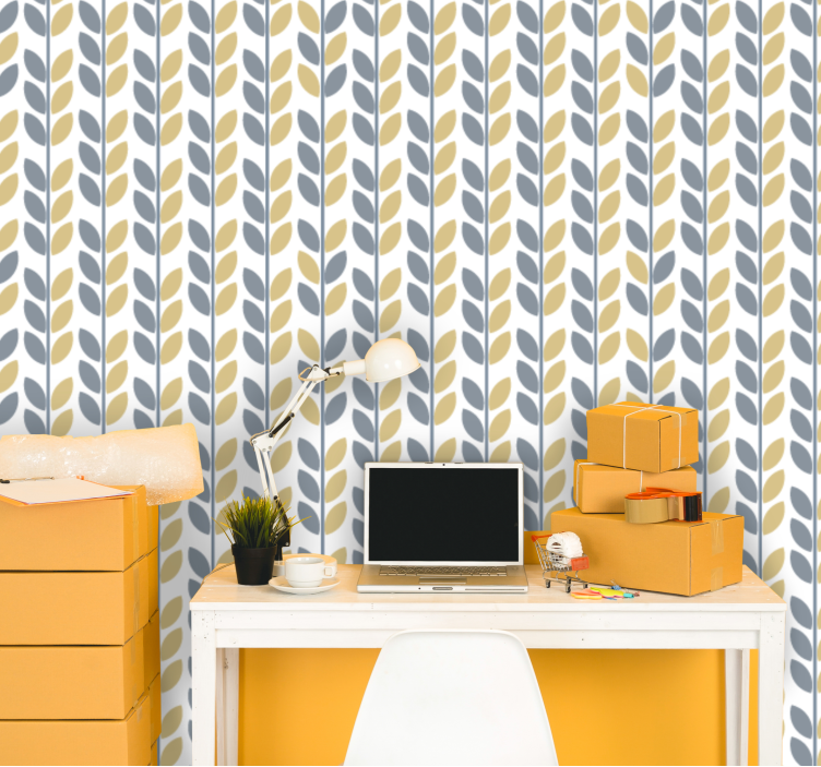 Vertical stylish pattern leaf wallpaper - TenStickers