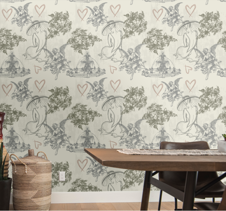 Vintage french romantic pattern Wallpaper - TenStickers