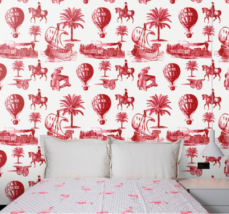 Vintage wallpaper depicting nostalgic travel scenes - TenStickers