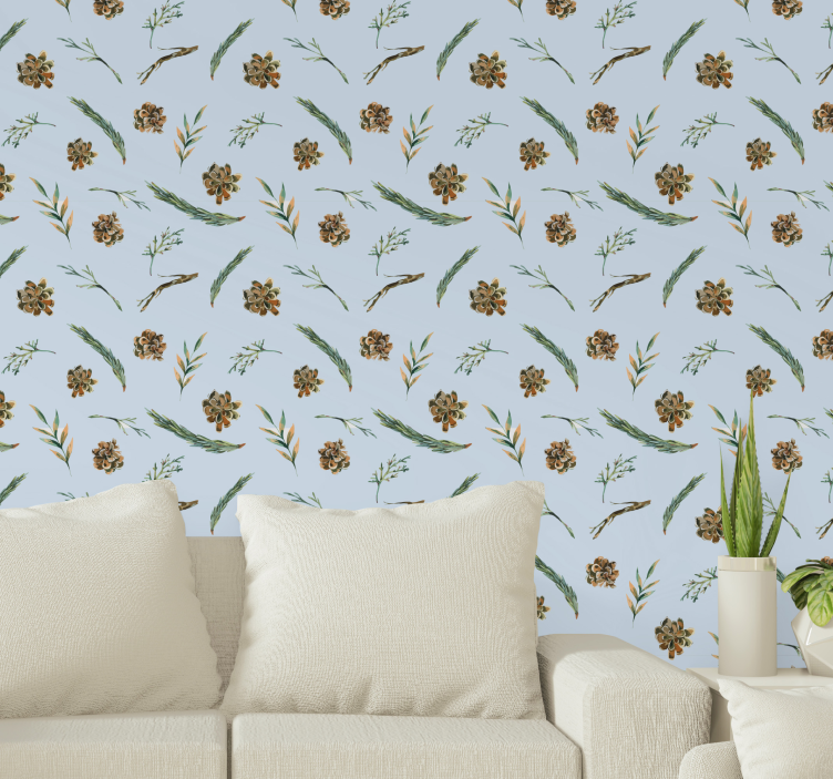 Watercolor floral blue Flowery Wallpaper - TenStickers