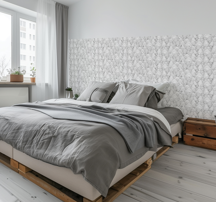 Wavy grey pattern headboard wallpaper - TenStickers