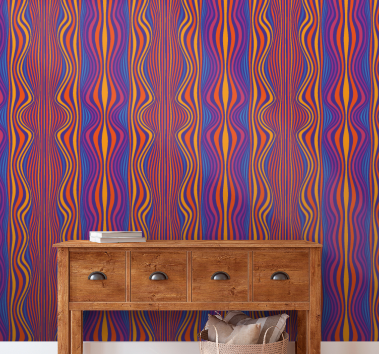 Wavy Lines Pattern wallpaper abstract - TenStickers