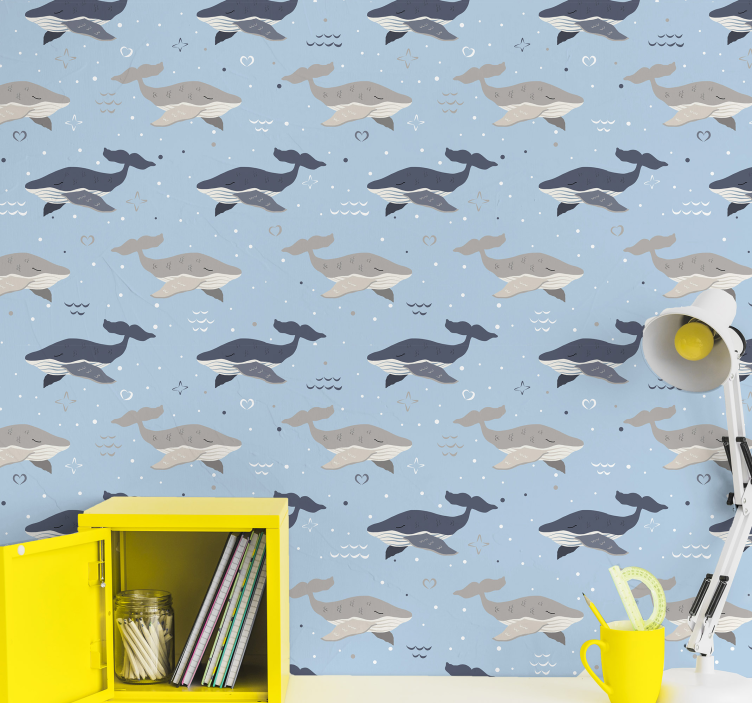 Whale Patterned Interior animal wallpaper - TenStickers