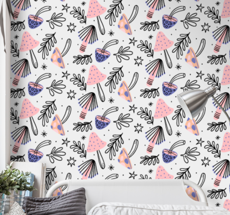 Whimsical Botanical Motifs art wallpaper - TenStickers