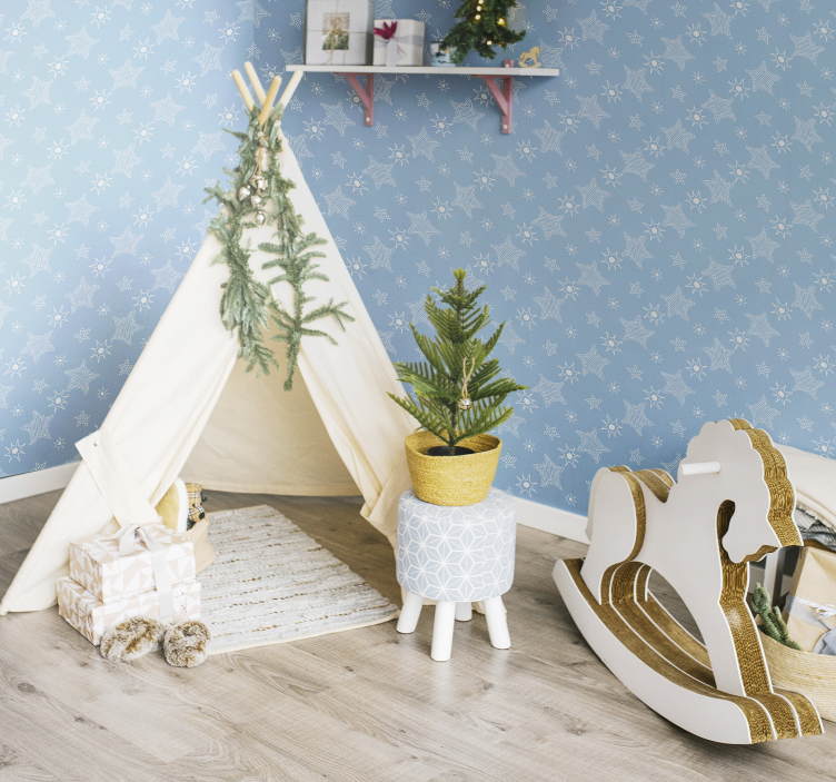 White and Blue Stars Wallpaper - TenStickers