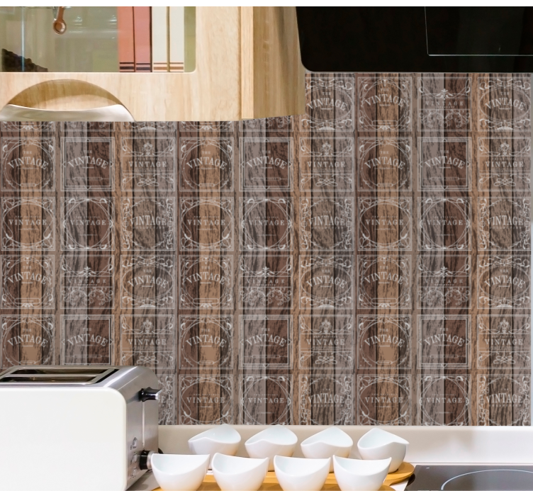 Wood with vintage effect kitchen wallpaper - TenStickers