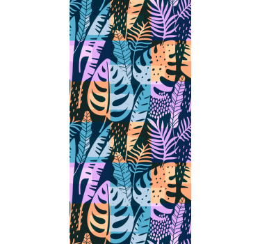 Tropical colored art leaf wallpaper - TenStickers