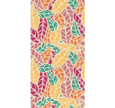 Colorful mosaic leaf wallpaper - TenStickers