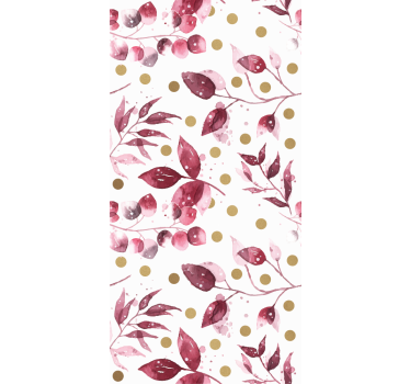 Burgundy leaves with golden dots bedroom wallpaper - TenStickers