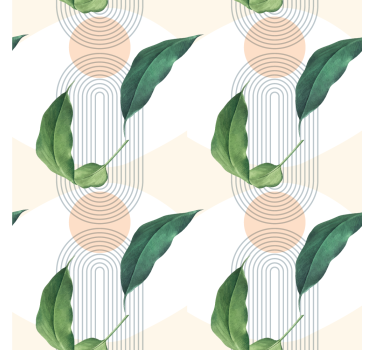 Bedroom wallpaper leafy geometric design - TenStickers