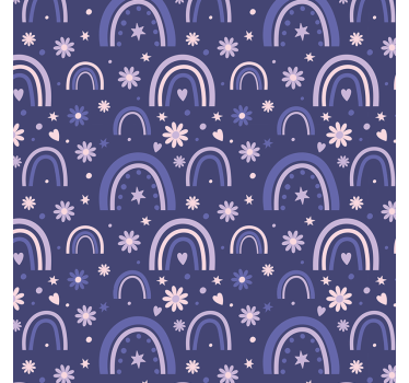 Bedroom wallpaper in purple rainbows - TenStickers