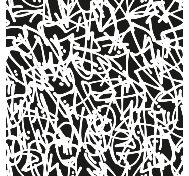 Bedroom wallpaper featuring black and white graffiti - TenStickers
