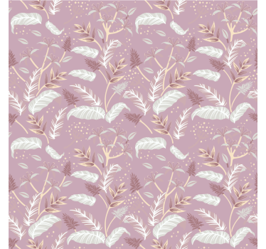 Bedroom wallpaper with botanical leaf design - TenStickers
