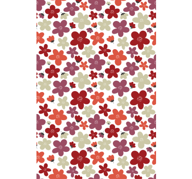Scandinavian wallpaper red abstract floral pattern - TenStickers