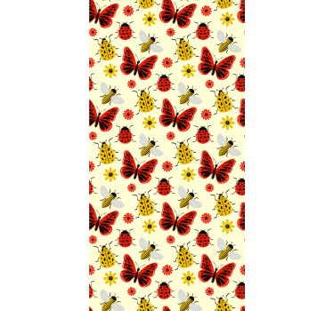 Scandinavian wallpaper colorful minimalist insect pattern - TenStickers