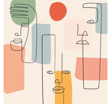 Geometric wallpaper minimalistic face art design - TenStickers