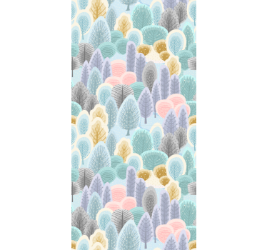 Tree wallpaper in pastel forest design - TenStickers