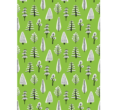 Tree wallpaper featuring various green trees - TenStickers